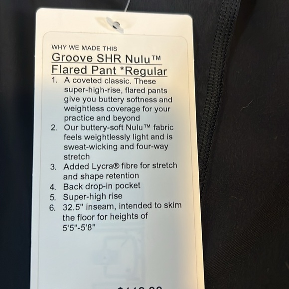 Lululemon Groove SHR Nulu Flared Pant *Regular 32.5 Color Black NWT - Picture 8 of 8